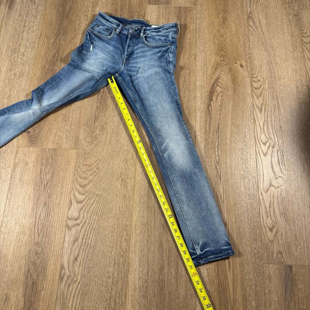 AllSaints Cigarette Skinny Jeans Blue Distressed Wash Mid Rise W28 Denim - Picture 4 of 9